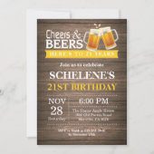素朴な応援およびビール第21誕生日 招待状 (正面)