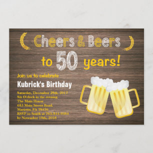 素朴な応援およびビール第50誕生日の招待状 招待状