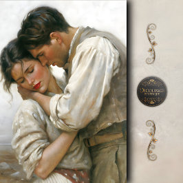 素朴な恋人たちの優しい抱擁デコパージュ 薄葉紙