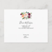 素朴な意志私の新婦付添人です インビテーションポストカード (裏面)