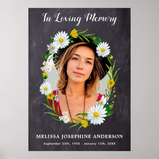 素朴な愛の記憶 フラワーデイジー 写真 追悼記念 ポスター (正面)