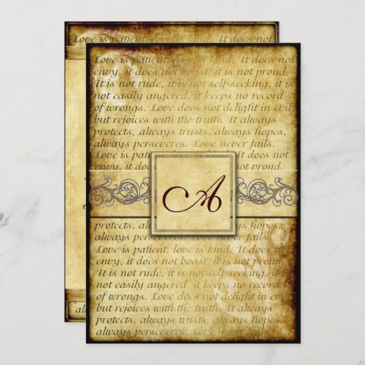 素朴な愛は忍耐強いヴィンテージの結婚式招待状です 招待状 (正面/裏面)