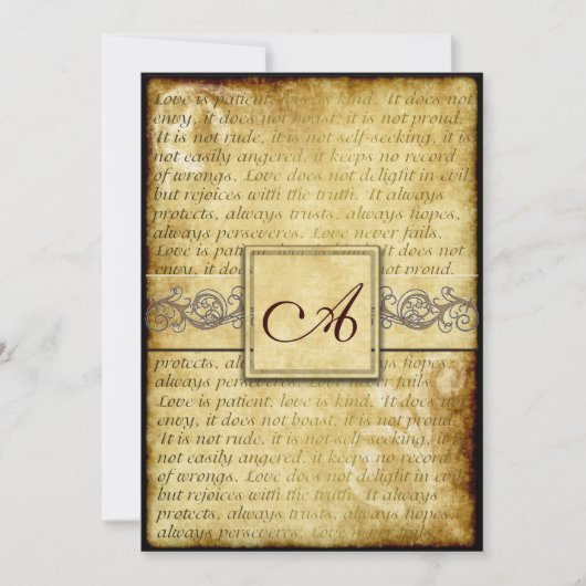 素朴な愛は忍耐強いヴィンテージの結婚式招待状です 招待状 (正面)