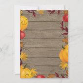 素朴な感謝祭のディナーパーティー 秋の季節 招待状 (裏面)