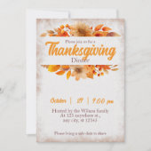 素朴な感謝祭のディナー　パンプキン 招待状 (正面)