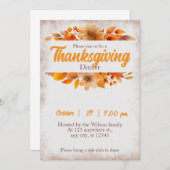 素朴な感謝祭のディナー　パンプキン 招待状 (正面/裏面)