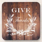 素朴な感謝祭のリース 農家の木材 感謝を捧げる コースター (正面)