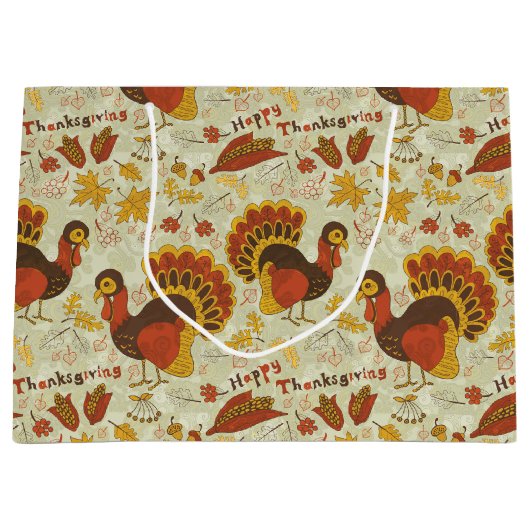 素朴な感謝祭の休暇の秋の秋のカラフル ラージペーパーバッグ (正面)