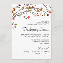 素朴な感謝祭の夕食の秋の招待状 招待状