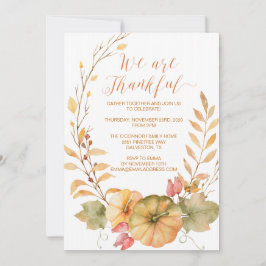 素朴な感謝祭の招待状の秋の招待 招待状