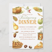 素朴な感謝祭の水彩画 招待状 (正面)