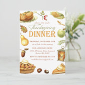 素朴な感謝祭の水彩画 招待状 (スタンド正面)