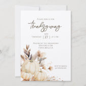 素朴な感謝祭の食事のためのオレンジ色のカボチャ 招待状 (正面)