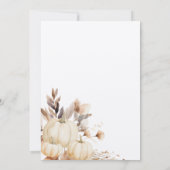 素朴な感謝祭の食事のためのオレンジ色のカボチャ 招待状 (裏面)