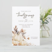 素朴な感謝祭の食事のためのオレンジ色のカボチャ 招待状 (スタンド正面)