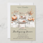 素朴な感謝祭の食事の招待状 招待状 (正面)