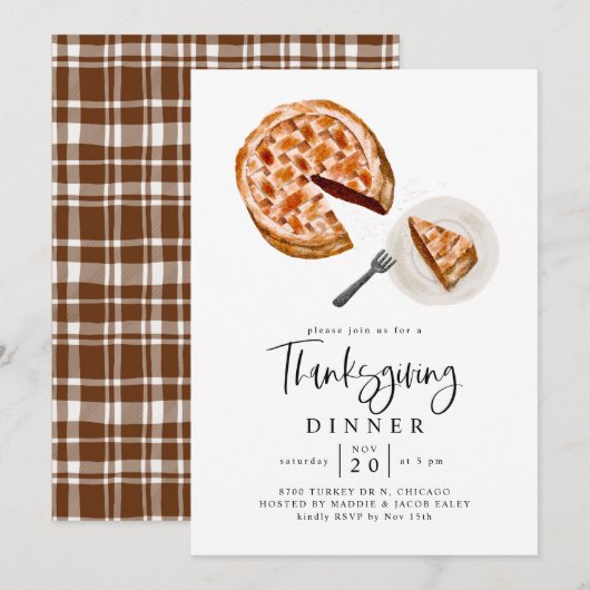 素朴な感謝祭の食事会 招待状 (正面/裏面)