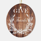 素朴な感謝祭リースバ与えンウ感謝していド セラミックオーナメント (左)