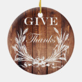 素朴な感謝祭リースバ与えンウ感謝していド セラミックオーナメント (裏面)