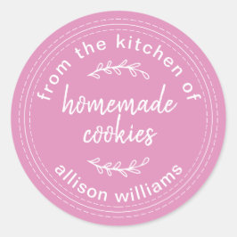 素朴な手作りクッキーラベル（フューシャピンク） ラウンドシール