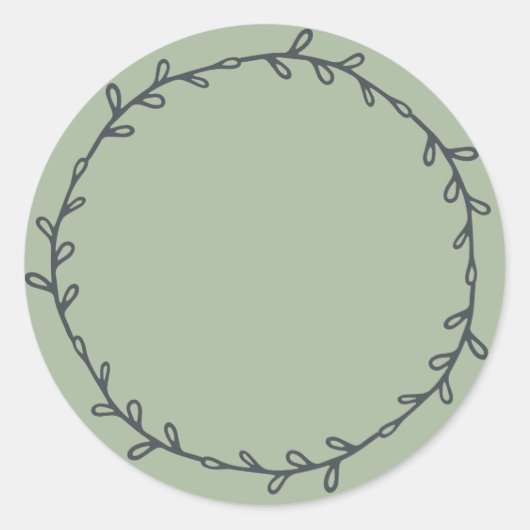 素朴な手作りジャム缶ラベル ラウレルグリーン 筆記用 ラウンドシール (正面)