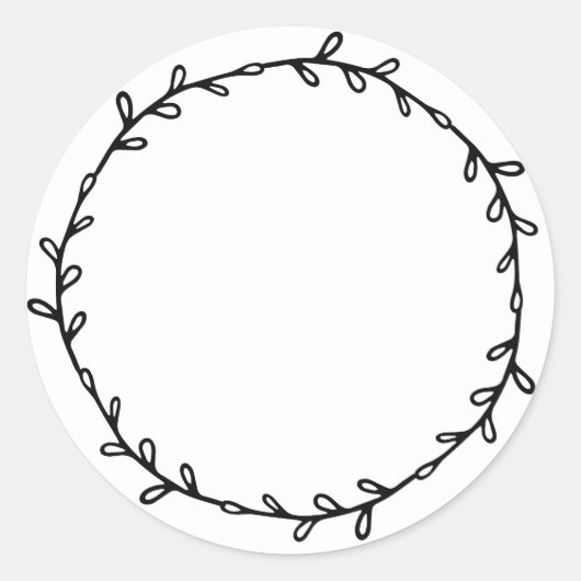 素朴な手作りジャム缶詰めラベル 黒白 書き込み可能 ラウンドシール (正面)