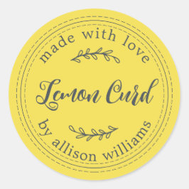 素朴な手作りレモンカード黄色 ラウンドシール