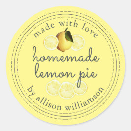 素朴な手作りレモン pie 黄色 ラウンドシール