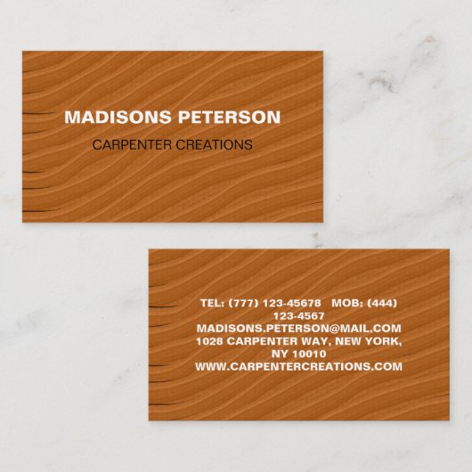 素朴な手作り木工大工建築 名刺 (正面/裏面)