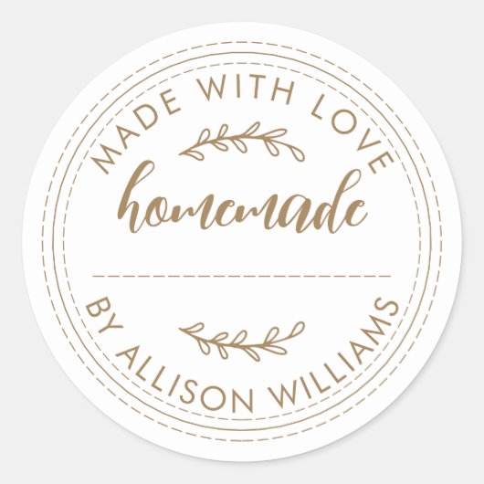 素朴な手作り焼き菓子ジャム ゴールドスクリプト ラウンドシール (正面)