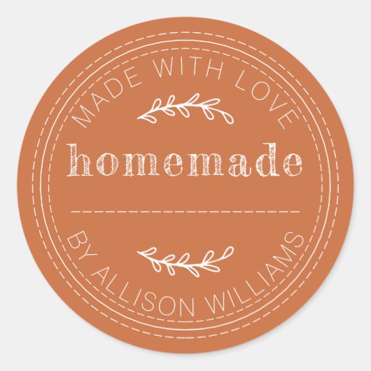 素朴な手作り焼き菓子ラベル 焦橙 ラウンドシール (正面)