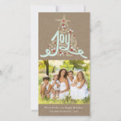 素朴な手描きの喜びのカリグラフィー植物写真 シーズンカード (正面)