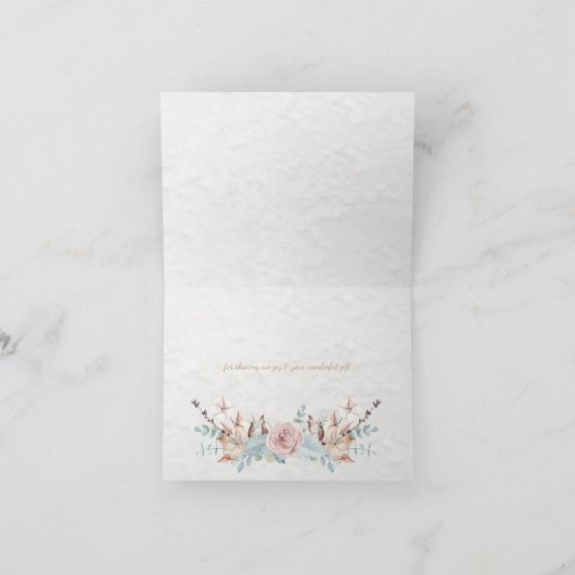 素朴な手描きの森の花の感謝 サンキューカード (内部)