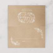 素朴な手描きの花のガーランドスクリプト プレイスカード (外部開封)