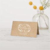 素朴な手描きの花のガーランドスクリプト プレイスカード (裏面)