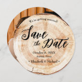 素朴な手書きスクリプト ウッド バーク ディスク フォト 招待状 (正面/裏面)