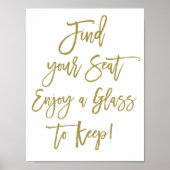 素朴な手書き文字が特徴の席札 ウェディングサイン ポスター (正面)