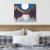 素朴な抽象的な風景 - 森の月面反射 キャンバスプリント (インサイチュ (寝室))