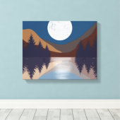 素朴な抽象的な風景 - 森の月面反射 キャンバスプリント (インサイチュ (ウッドフロア))