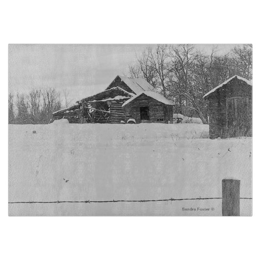 素朴な掘っ建て小屋の写真の芸術のまな板 カッティングボード (正面)