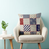 素朴な擦り切れたビーチパッチワーク写真枕 クッション (椅子)