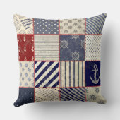 素朴な擦り切れたビーチパッチワーク写真枕 クッション (裏面)