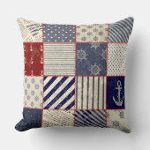 素朴な擦り切れたビーチパッチワーク写真枕 クッション (正面)