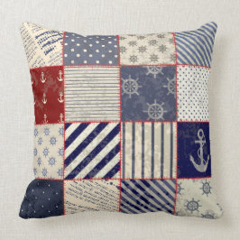 素朴な擦り切れたビーチパッチワーク写真枕 クッション