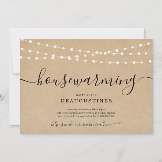 素朴な新居パーティー招待状 案内状 (正面)