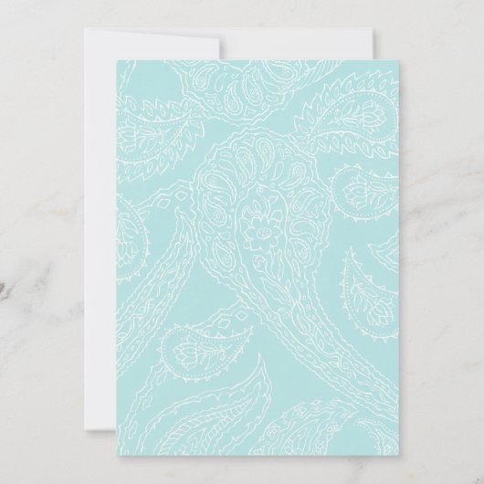 素朴な星の蹄鉄の青いペイズリーの結婚式の招待 招待状 (裏面)