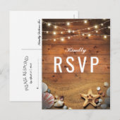 素朴な星型のビーチ ライト 熱帯の結婚式 出席確認 インビテーションポストカード (正面/裏面)