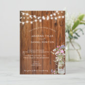 素朴な春の花のメイソンジャー ストリングライト 招待状 (スタンド正面)