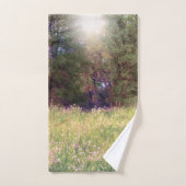 素朴な春の花の魔法の森の木々 バスタオルセット (ハンドタオル)