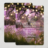 素朴な春の魔法の森の光のスイート16 招待状 (正面/裏面)